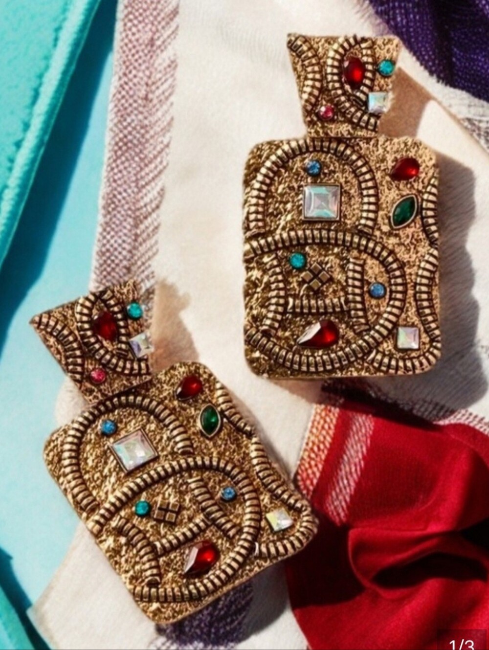 Antique Gold Jewel Rope Gemstone Earrings